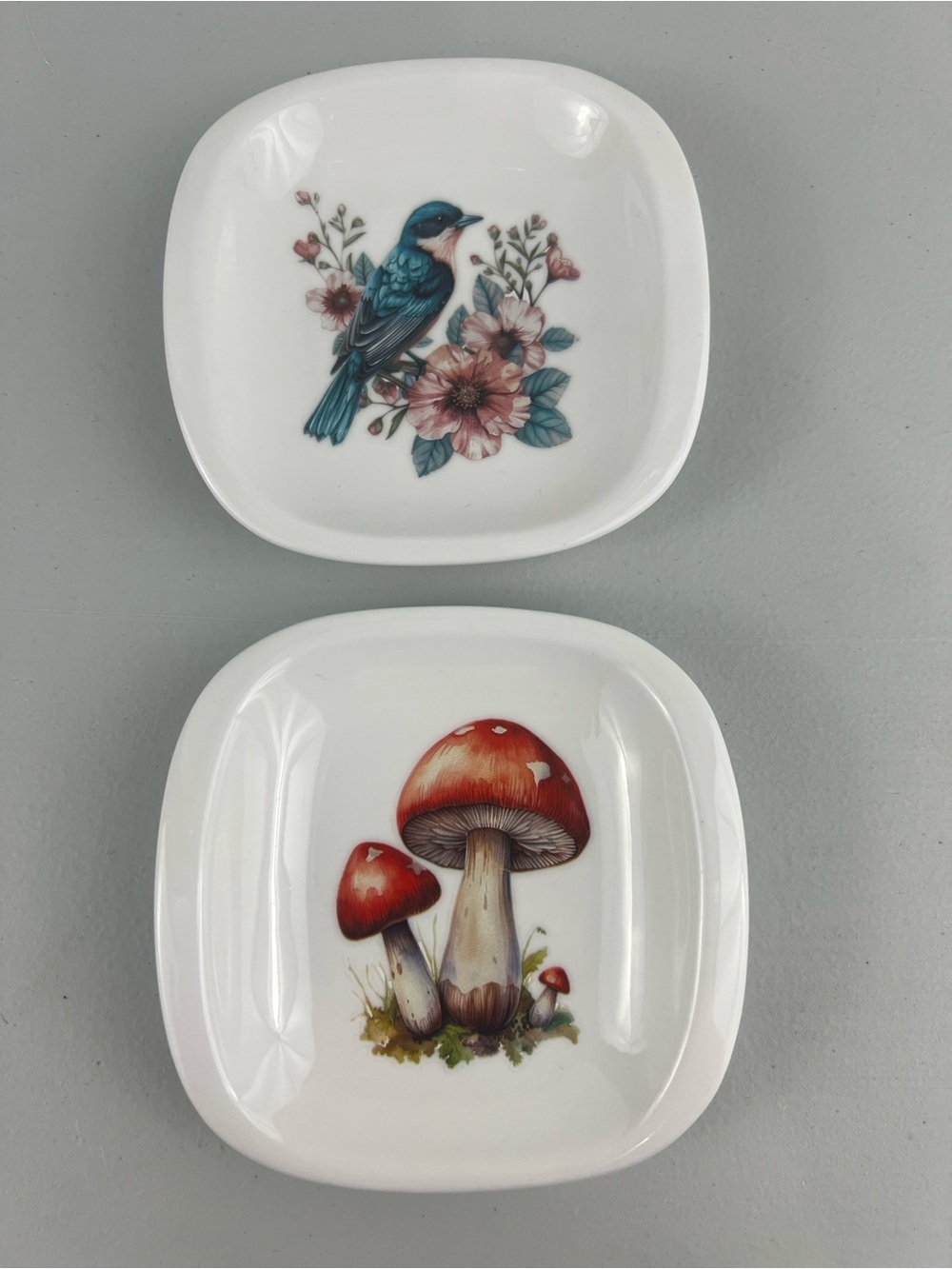 Maxwell & Williams Ceramic Trinket Dish Set Mushroom & Bird Cottagecore